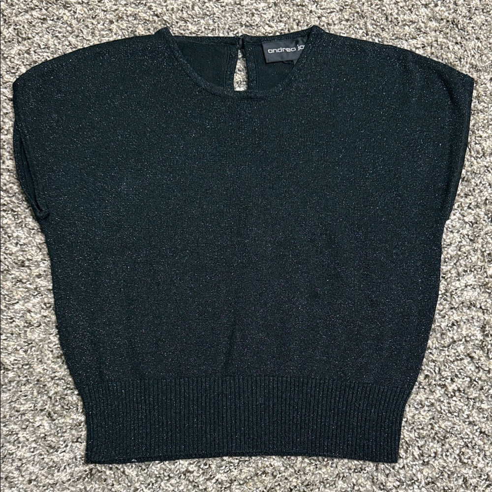 Andrea Jovine Black Glitter Knit Top